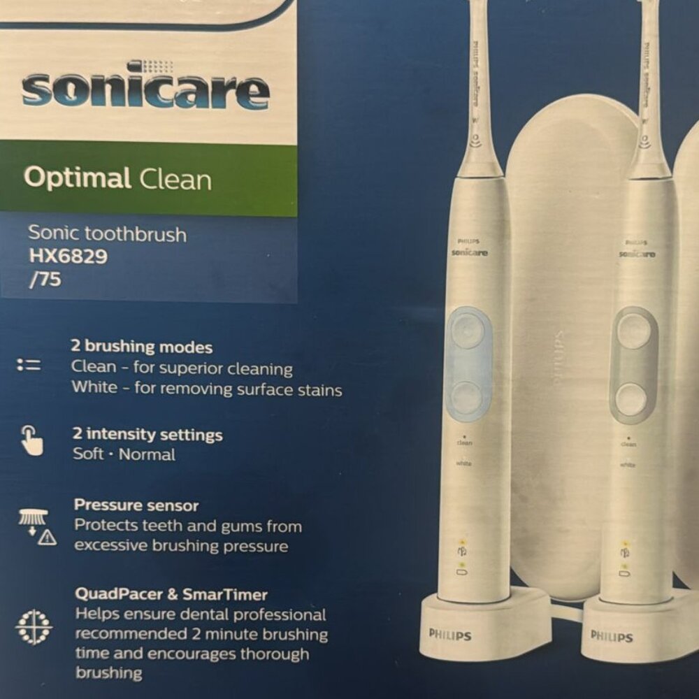 Philips Sonicare Optimal Clean Rechargeable Electric Toothbrush 2PK OB HX6829/77 - Picture 6 of 6